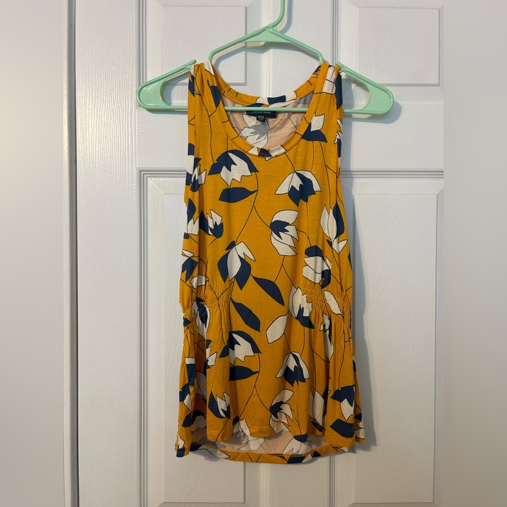 ModCloth Floral Blue and Yellow tank blouse size XXS